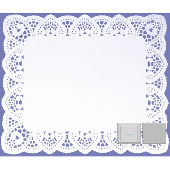 Rectangular Doilies Lace Hearts on Paper